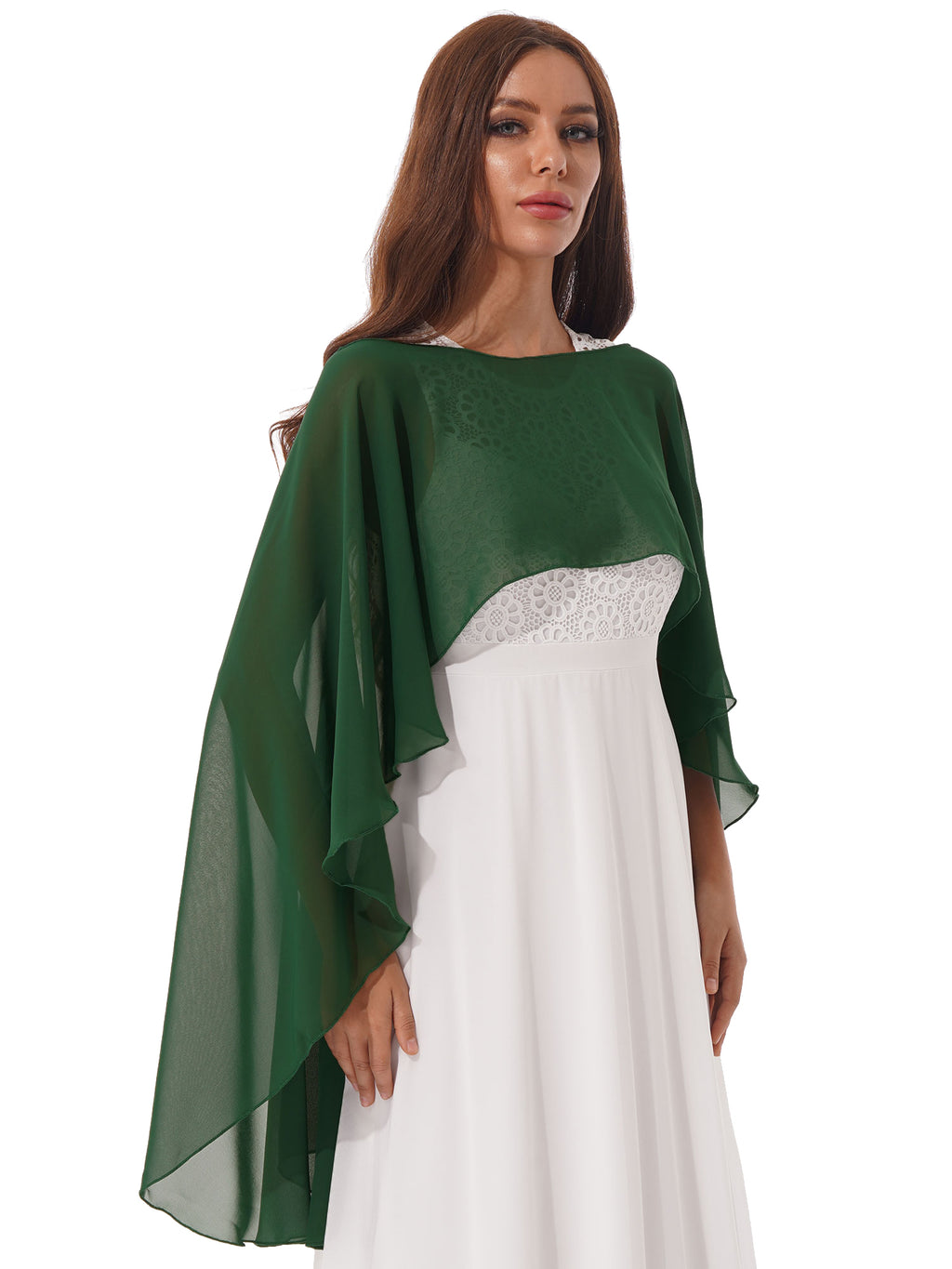 Women Chiffon Solid Pullover Capes Shawl Hi-low Hem Thin Soft Shrug Ponchos for Wedding Bridal Bridesmaid Evening Party Dress