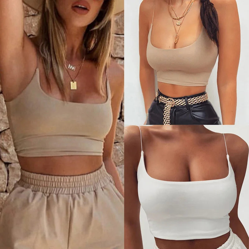 Damen Sommer Cami Tanks Tops Ärmellose Baumwoll Bustier Ungepolsterte Bandeau BH Weste Crop Top Nahtlose T-Shirts