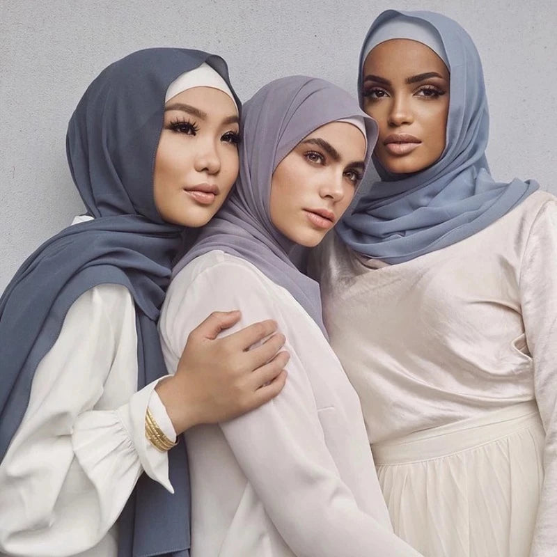 Neue Mode Frauen Einfarbig Chiffon Kopftuch Fertig Zum Tragen Instant Hijab Schal Muslimischer Schal Islamische Hijabs Arabische Kopftücher