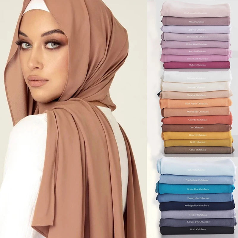 Neue Mode Frauen Einfarbig Chiffon Kopftuch Fertig Zum Tragen Instant Hijab Schal Muslimischer Schal Islamische Hijabs Arabische Kopftücher