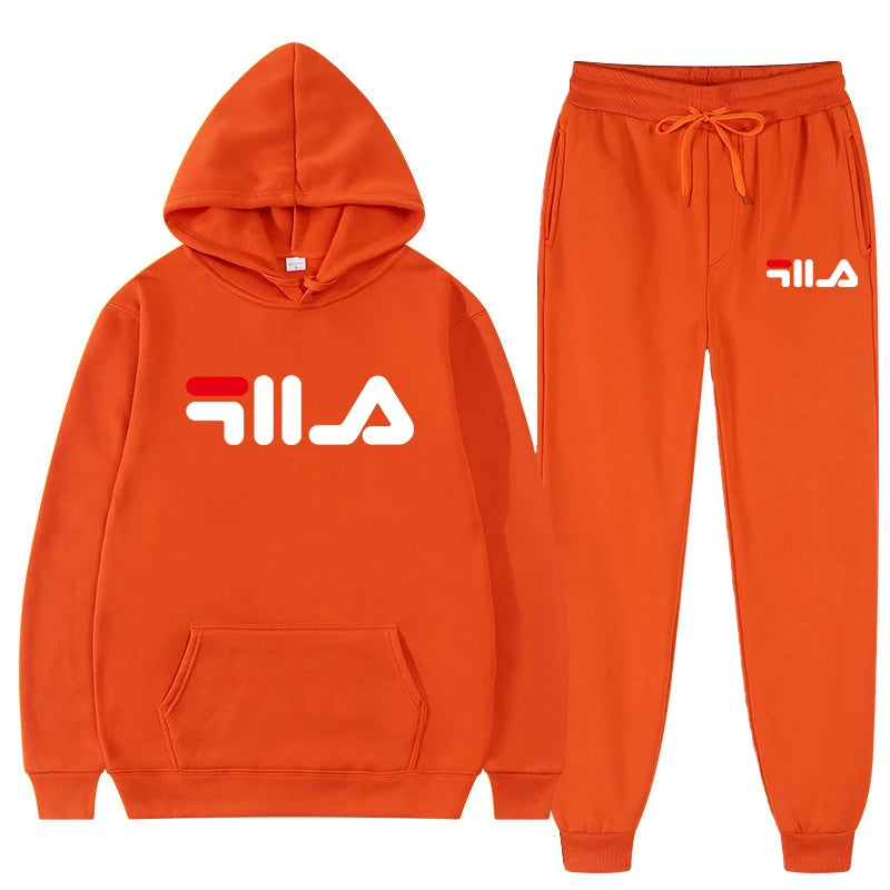 2025 New Brand Men's Casual Printed Sportswear Winter Hoodie Sweatpants Two-piece Set Slim Fit 100% Polyester Fabric