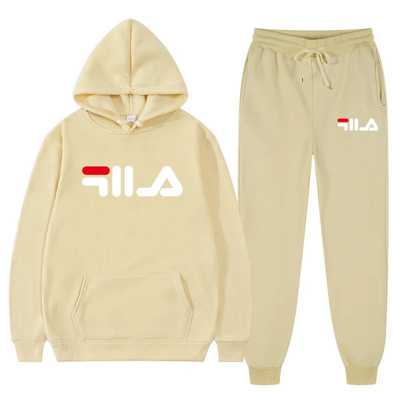 2025 New Brand Men's Casual Printed Sportswear Winter Hoodie Sweatpants Two-piece Set Slim Fit 100% Polyester Fabric