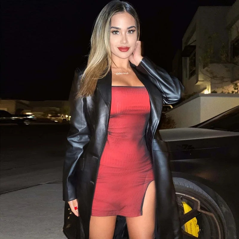 Mesh doppellagiges sexy schmales Kleid Damen ärmellos Party Bodycon 2023 Bandage elastischer Schlitz Trend Clubwear eng anliegendes Outfit