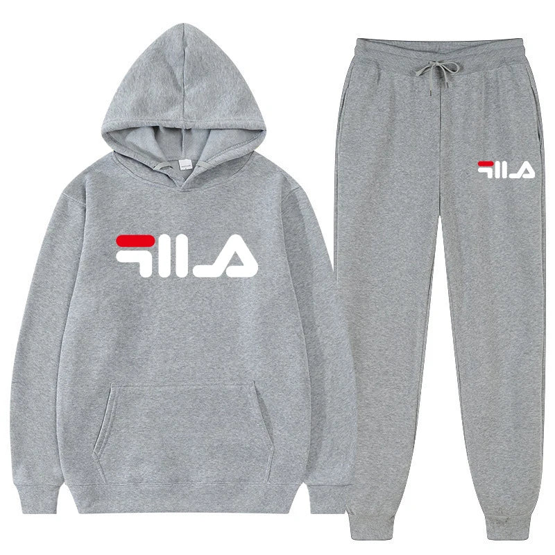 2025 New Brand Men's Casual Printed Sportswear Winter Hoodie Sweatpants Two-piece Set Slim Fit 100% Polyester Fabric