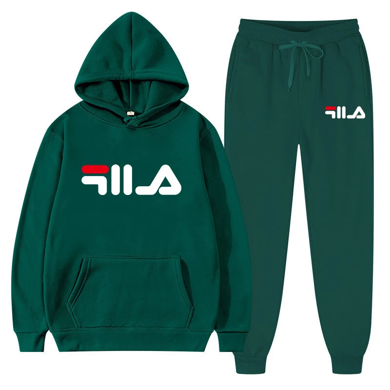2025 New Brand Men's Casual Printed Sportswear Winter Hoodie Sweatpants Two-piece Set Slim Fit 100% Polyester Fabric