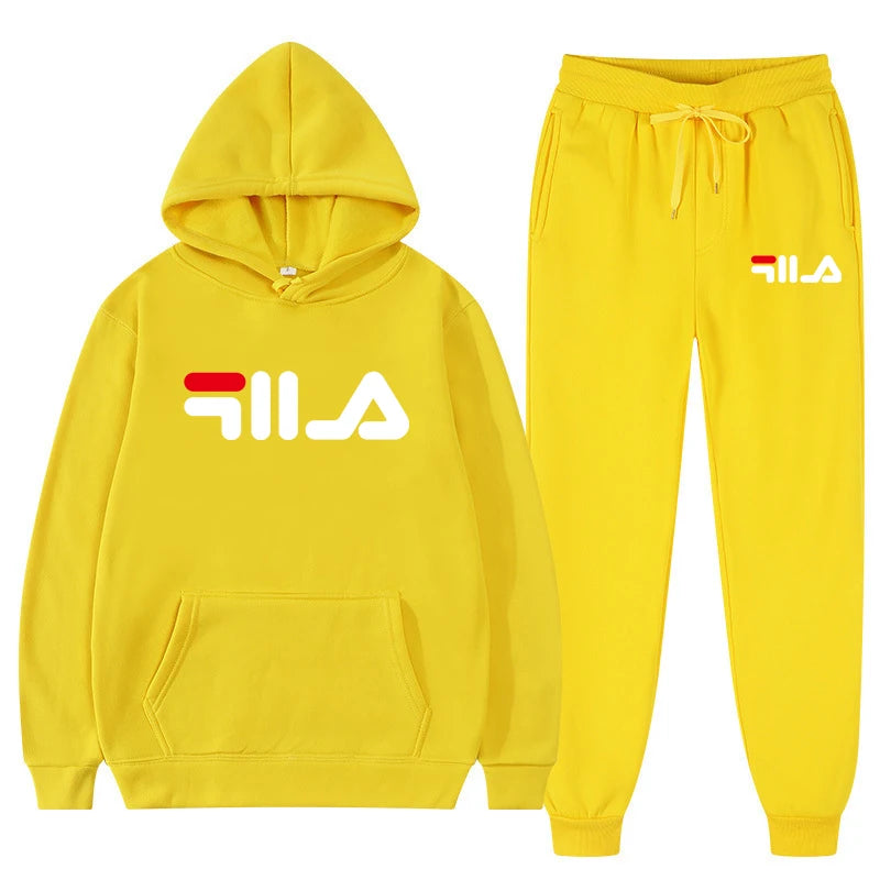 2025 New Brand Men's Casual Printed Sportswear Winter Hoodie Sweatpants Two-piece Set Slim Fit 100% Polyester Fabric