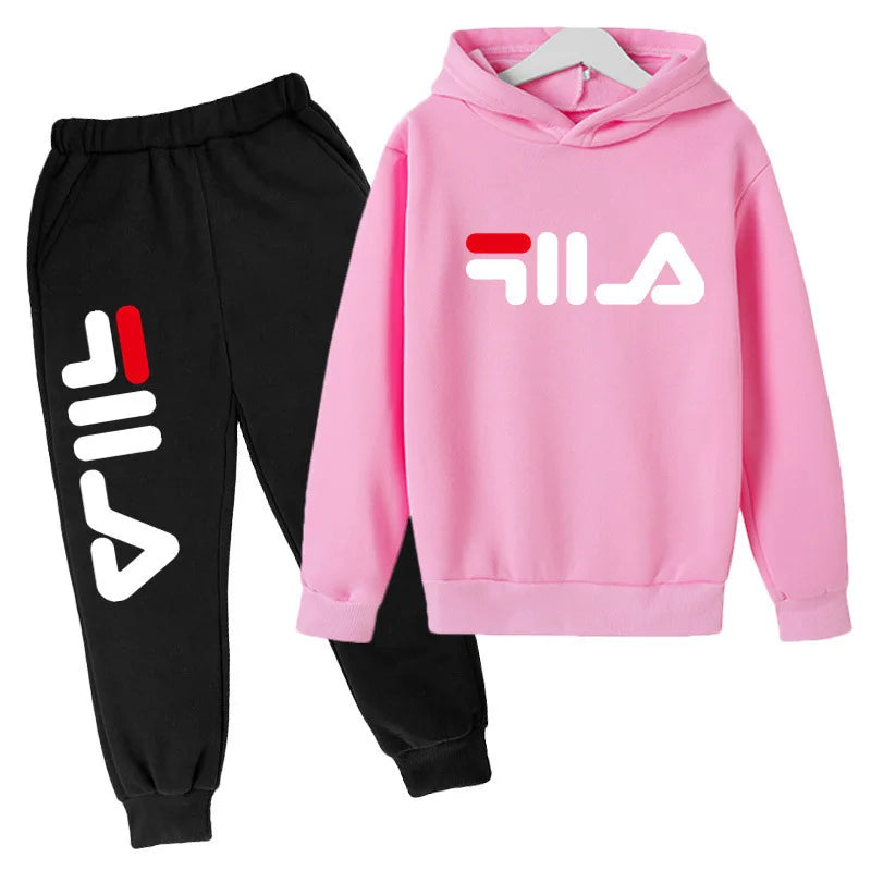 Kids Autumn Spring Trend Letter Print 2pcs Hoodie+Pants Tracksuits 2-13 Years Boys Girls Casual Outfits Children Clothes Sets