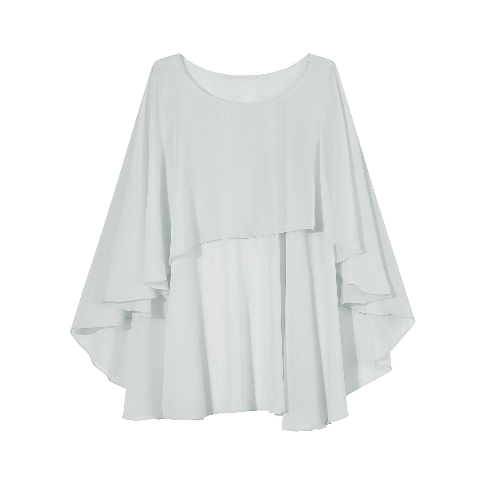 Women Chiffon Solid Pullover Capes Shawl Hi-low Hem Thin Soft Shrug Ponchos for Wedding Bridal Bridesmaid Evening Party Dress