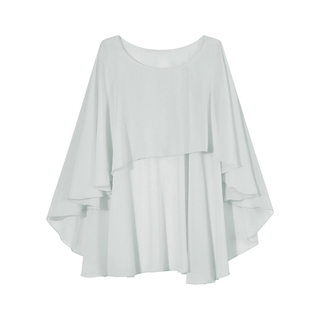 Women Chiffon Solid Pullover Capes Shawl Hi-low Hem Thin Soft Shrug Ponchos for Wedding Bridal Bridesmaid Evening Party Dress