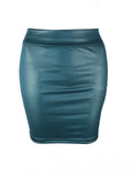 Damen High-Waist Minirock Slim Fit Vintage Bodycon Hüft-Bleistiftrock Sexy Kunstleder Clubwear Bürokleidung für Damen