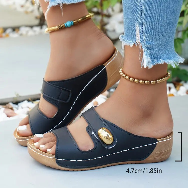 Damen-Sandalen Lässige Sommersandalen mit Absatz Schuhe Damen Plateau-Sandalen Indoor-Outdoor-Hausschuhe Sommer-Absatzschuhe