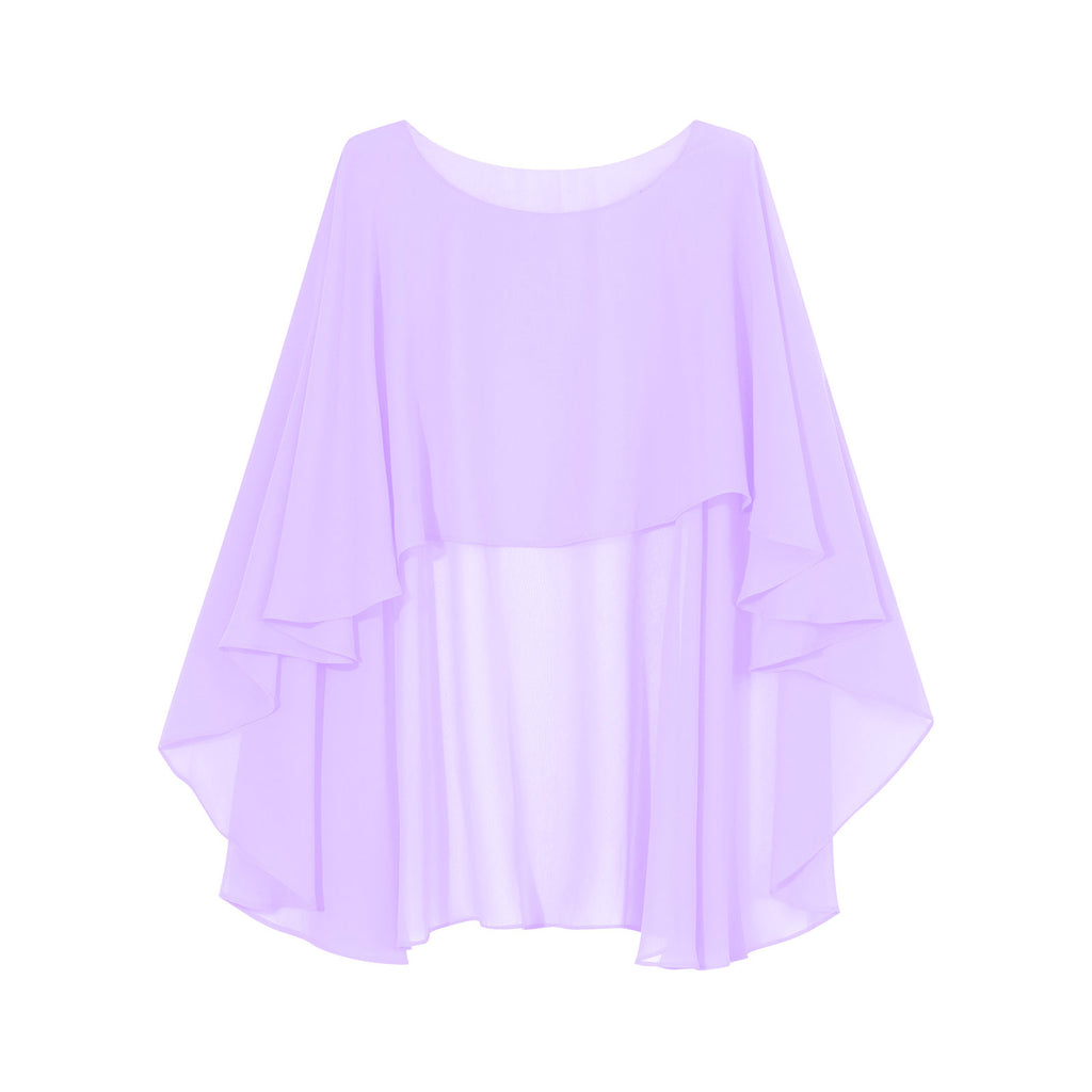 Women Chiffon Solid Pullover Capes Shawl Hi-low Hem Thin Soft Shrug Ponchos for Wedding Bridal Bridesmaid Evening Party Dress