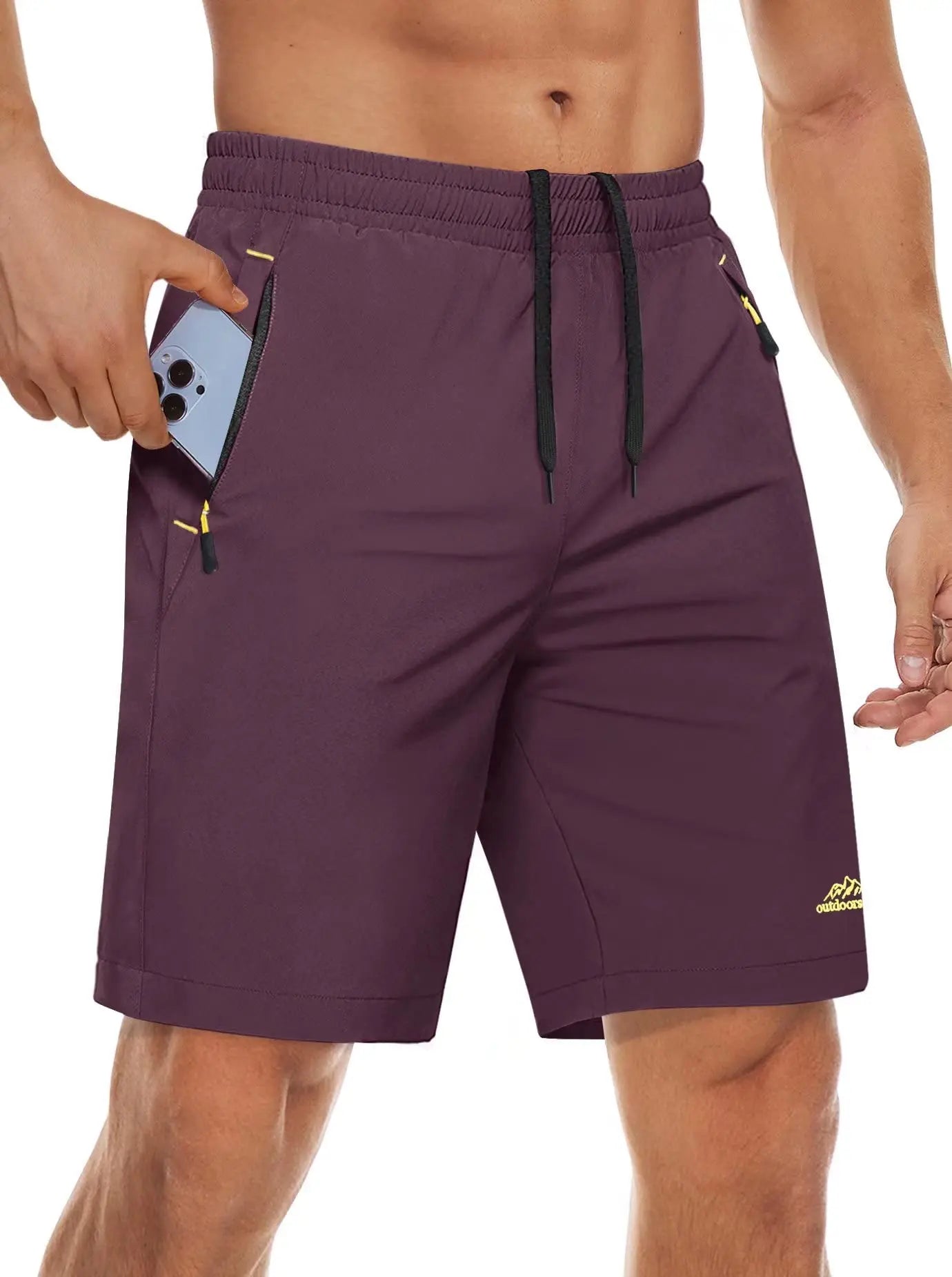 TACVASEN Quick Dry Sportshorts mit Reißverschlusstaschen Herren Sommer Laufshorts Fitnessstudio Training Workout Fitness Wandershorts