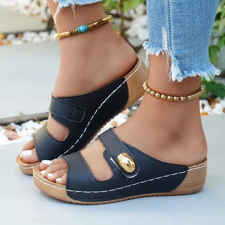 Damen-Sandalen Lässige Sommersandalen mit Absatz Schuhe Damen Plateau-Sandalen Indoor-Outdoor-Hausschuhe Sommer-Absatzschuhe