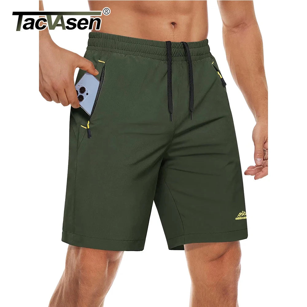 TACVASEN Quick Dry Sportshorts mit Reißverschlusstaschen Herren Sommer Laufshorts Fitnessstudio Training Workout Fitness Wandershorts