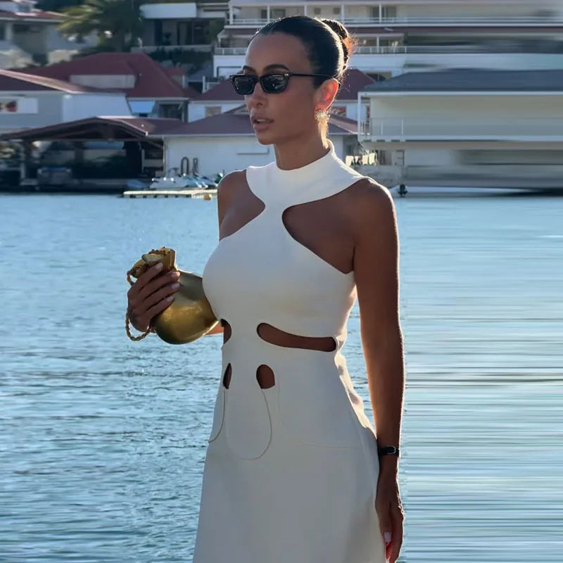 Sexy Solid Pleated Strapless Dress Lady Chic Off-shoulder Backless High Waist Split Dresses Women 2026 New Evening Party Gown