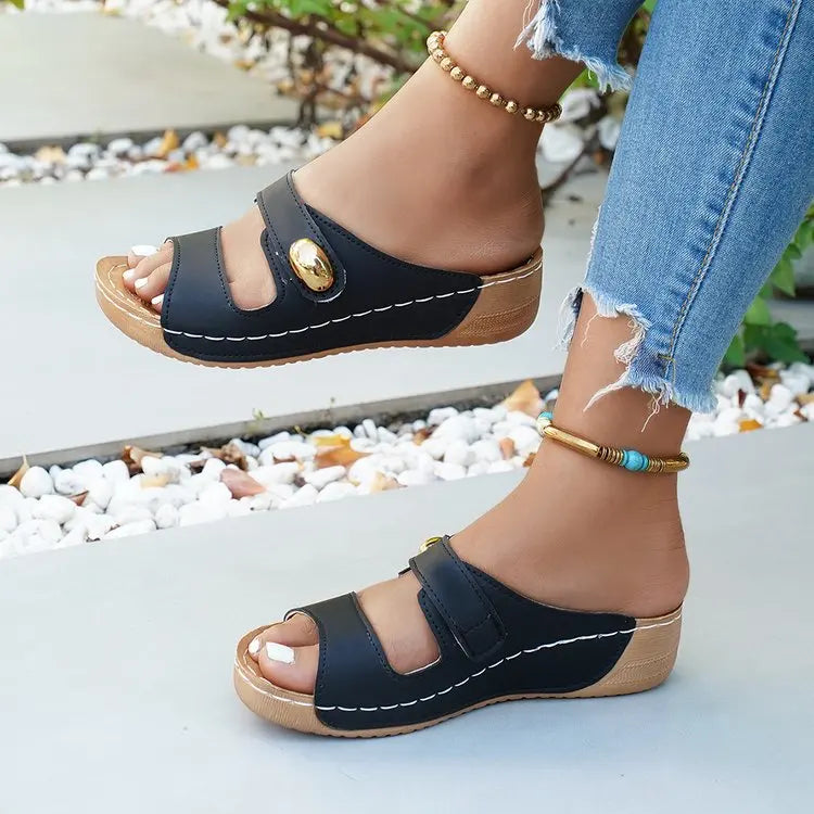 Damen-Sandalen Lässige Sommersandalen mit Absatz Schuhe Damen Plateau-Sandalen Indoor-Outdoor-Hausschuhe Sommer-Absatzschuhe