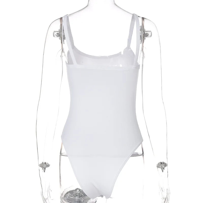 Trägerloser, figurbetonter, sexy Body, lässig, einfach, weiß, Sommer, Body, Damen-Oberteile, ärmellos, transparenter Body, Jumpsuit, eng anliegend