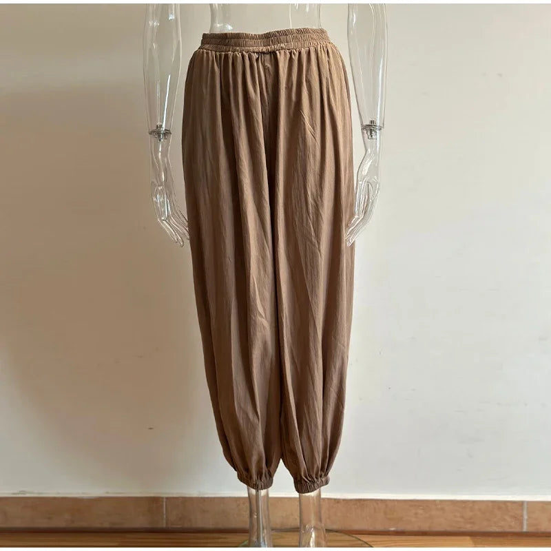 Women Low-rise Lantern Pants 3-piece Set Casual Striped Sleeveless Vest Long Sleeve Lapel Shirt Sets 2026 Lady Street Outfits