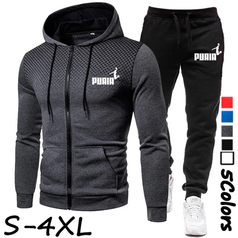 Outdoor Personality Hoodies+Pants Self-Cultivation 2 Set Punk Street Anzug für Herren Sport- und Freizeit-Reißverschluss Herren Trainingsanzug