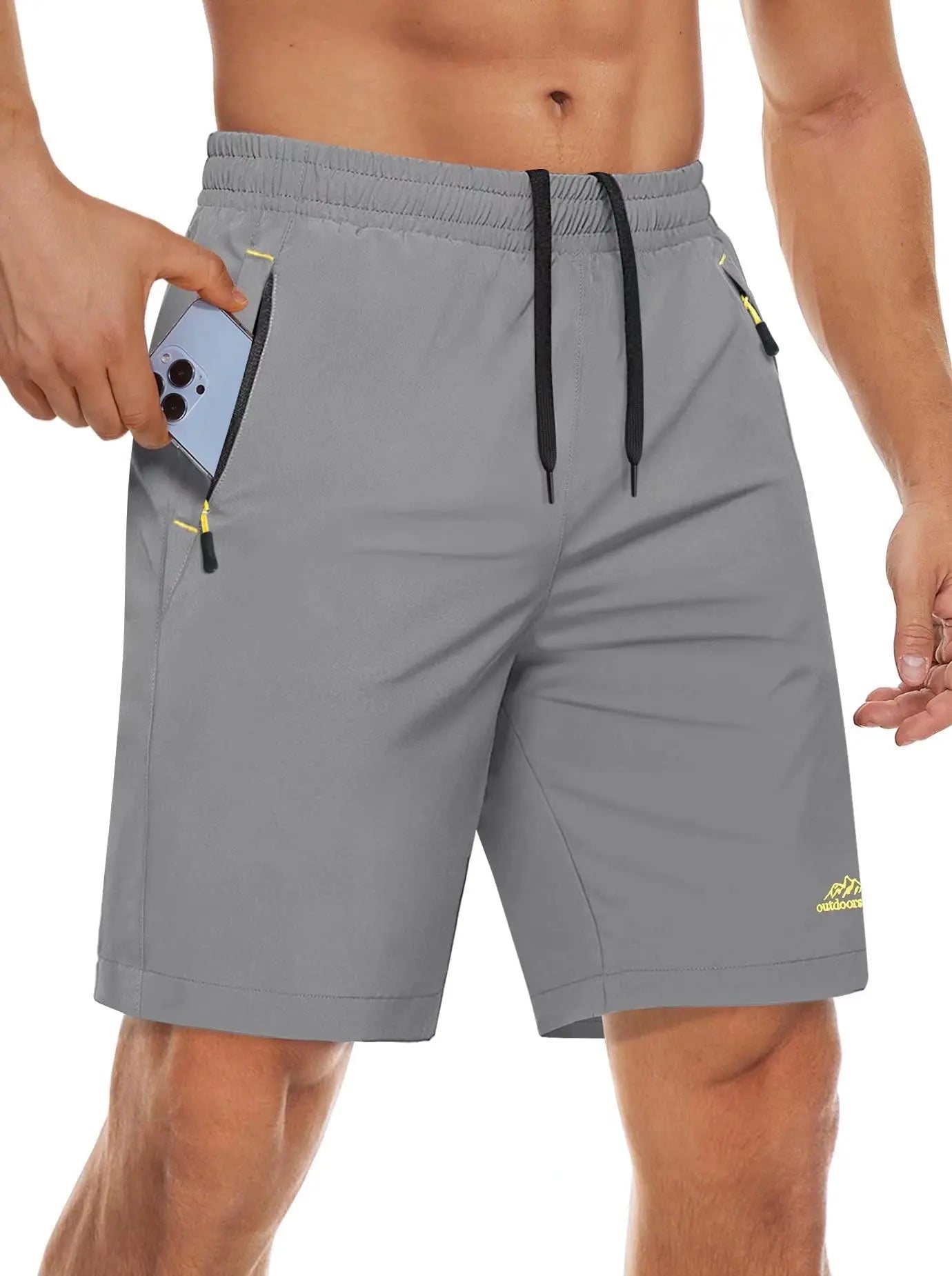 TACVASEN Quick Dry Sportshorts mit Reißverschlusstaschen Herren Sommer Laufshorts Fitnessstudio Training Workout Fitness Wandershorts