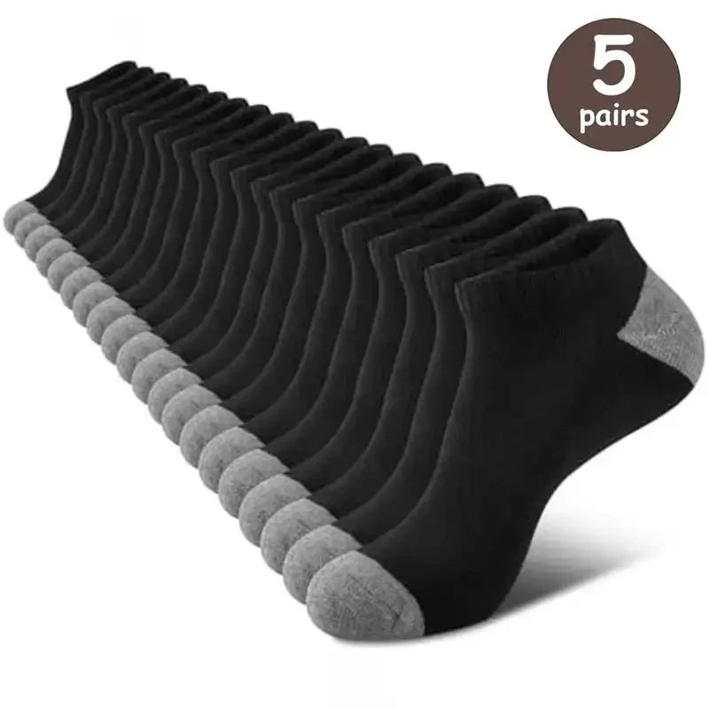5 Paar Herren Sommersocken, trendig, modisch, schlicht, vielseitig, Herren-Sneaker-Socken, bequem, leicht, atmungsaktiv, Freizeitsocken