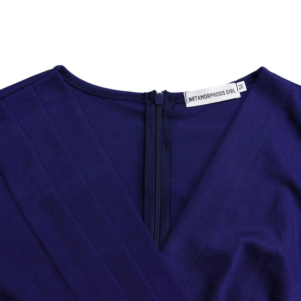 Summer New 2026 Women's Solid Color V-Neck Short Sleeve Dress Pencil Skirt Waist Tunle Material Fashionable Casual Maxi Dress