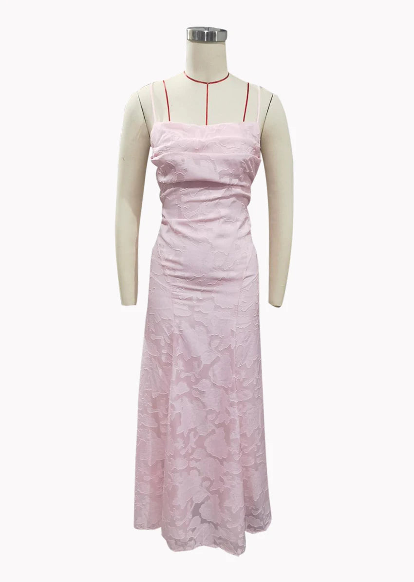 2026 Blumengesticktes Maxikleid für Damen, Sommerparty, Ballkleider, sexy rückenfreie Trägerkleider im französischen Stil, Abendkleid