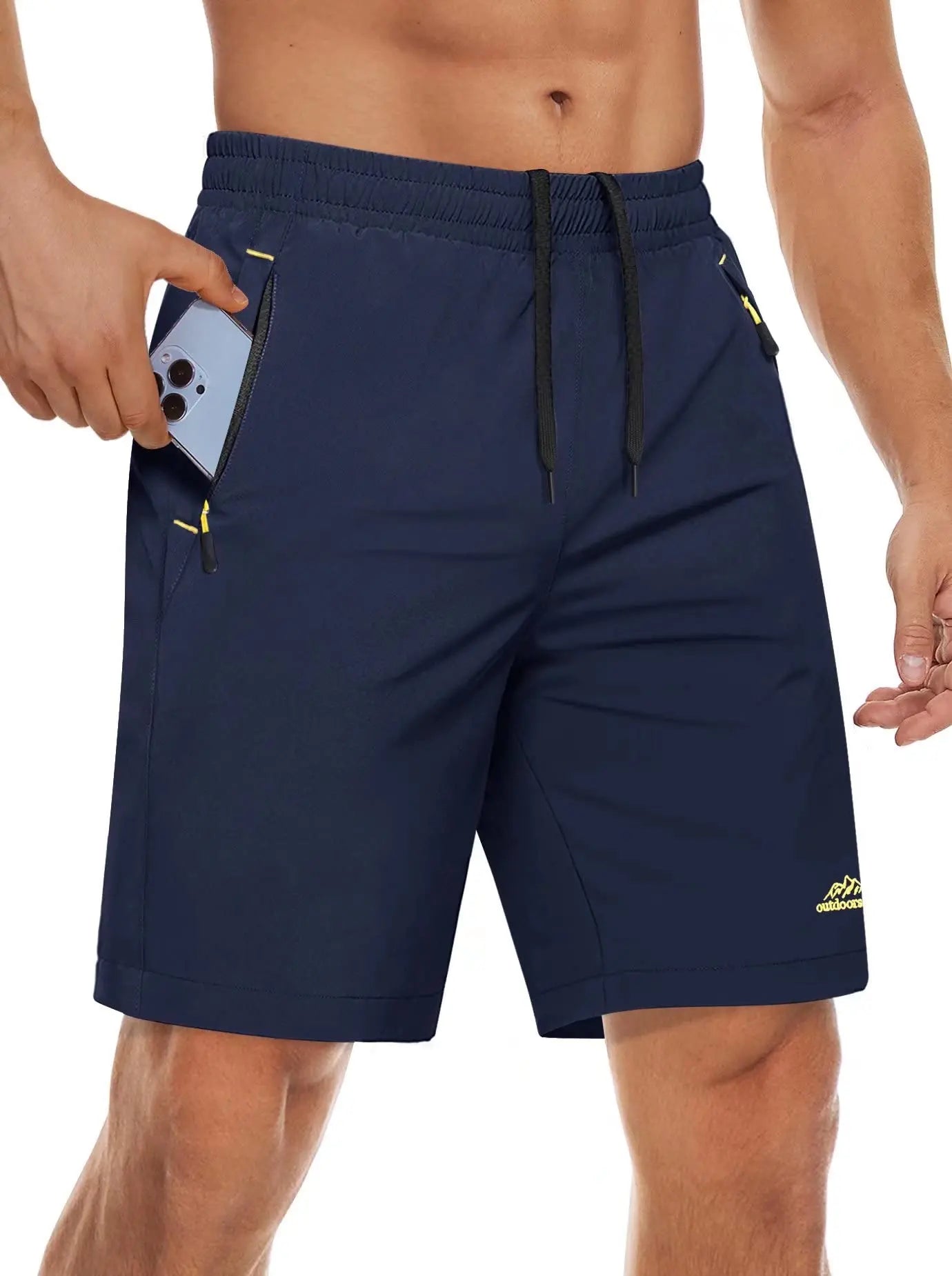 TACVASEN Quick Dry Sportshorts mit Reißverschlusstaschen Herren Sommer Laufshorts Fitnessstudio Training Workout Fitness Wandershorts