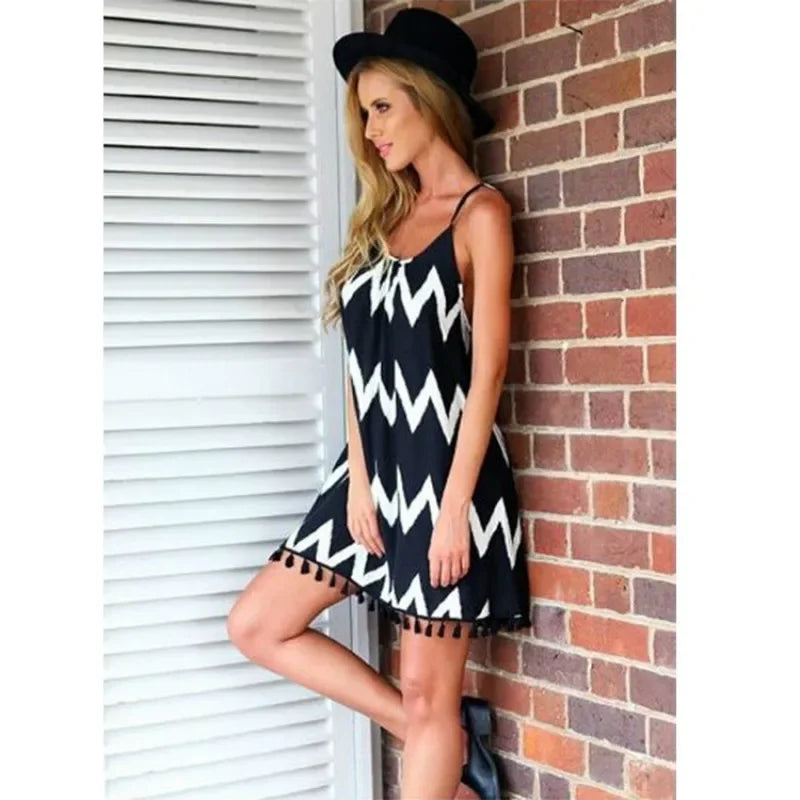 Summer Round Neck Enough Stock Short-sleeved Dress Black And White Striped Dresses Casual Elegant Sheath Slim Dress
