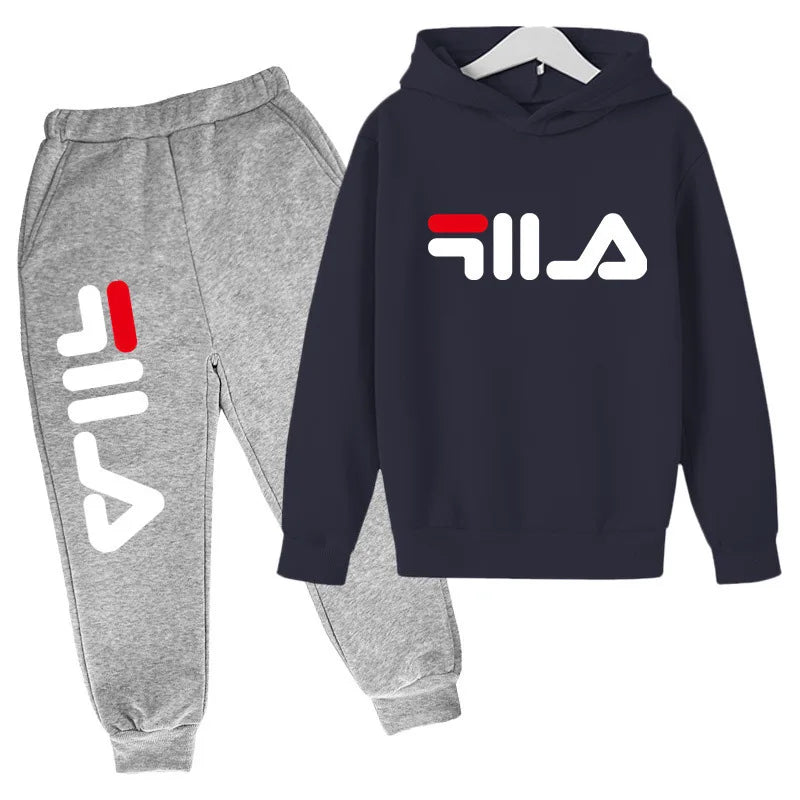Kids Autumn Spring Trend Letter Print 2pcs Hoodie+Pants Tracksuits 2-13 Years Boys Girls Casual Outfits Children Clothes Sets