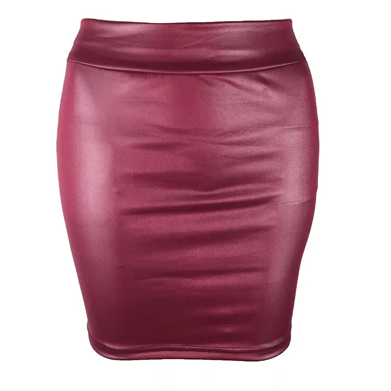 Damen High-Waist Minirock Slim Fit Vintage Bodycon Hüft-Bleistiftrock Sexy Kunstleder Clubwear Bürokleidung für Damen