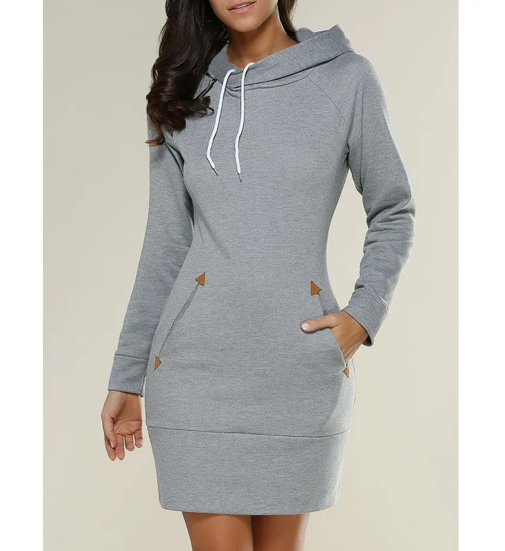 2024 Damen Damenbekleidung Kleider heiß verkaufter neuer Kapuzenpullover mit Reißverschluss, mittellanges Kapuzenkleid in 5 Farben und Größe 6 Kleid