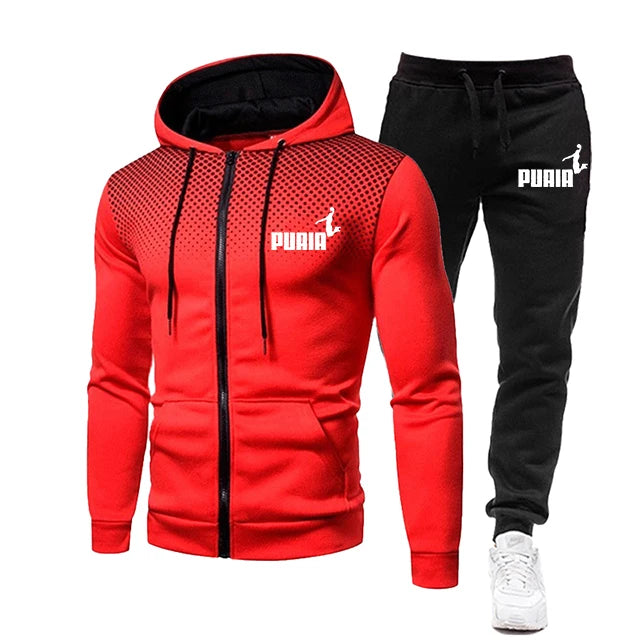Outdoor Personality Hoodies+Pants Self-Cultivation 2 Set Punk Street Anzug für Herren Sport- und Freizeit-Reißverschluss Herren Trainingsanzug