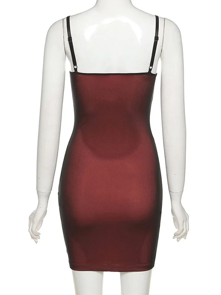Mesh doppellagiges sexy schmales Kleid Damen ärmellos Party Bodycon 2023 Bandage elastischer Schlitz Trend Clubwear eng anliegendes Outfit