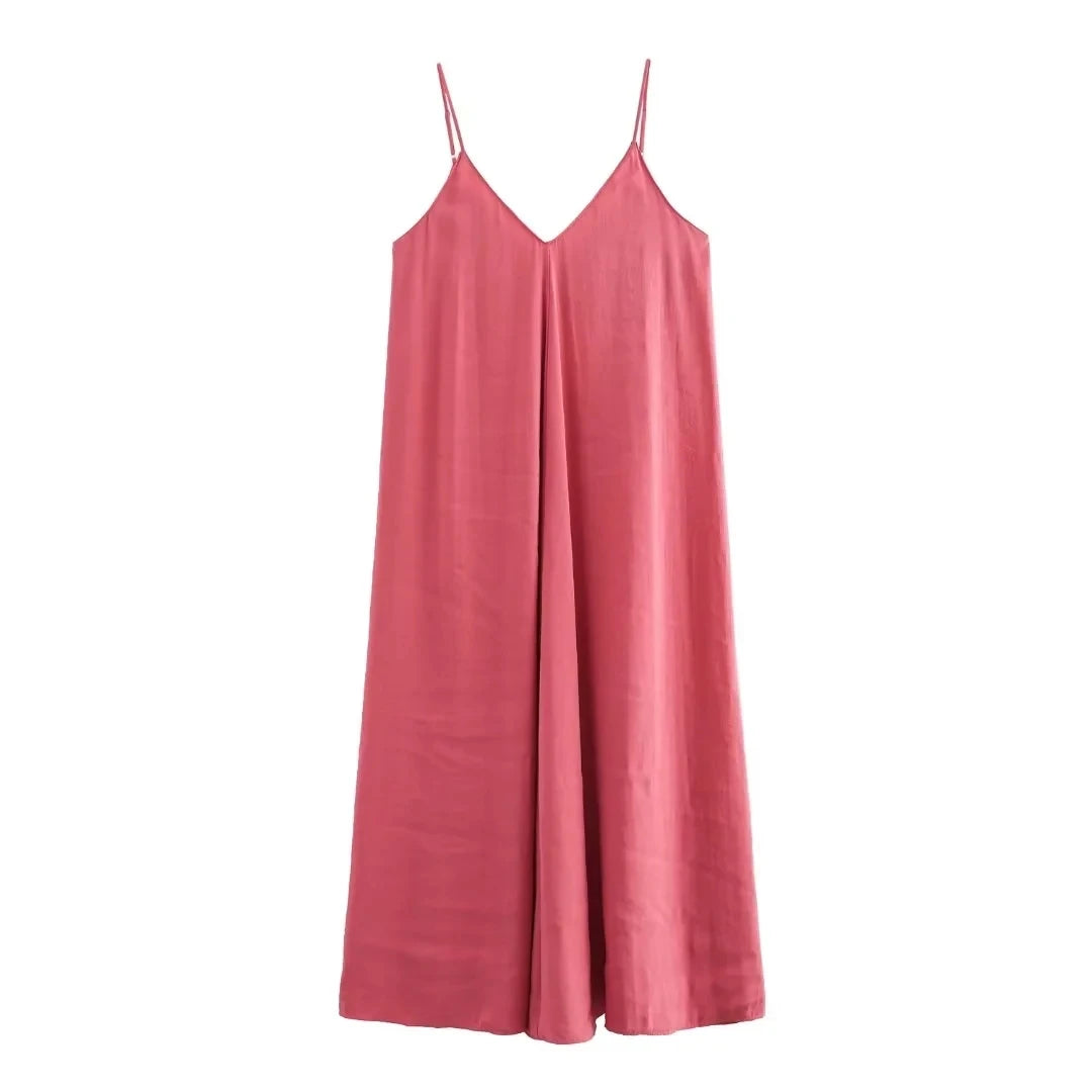 HXAO Slipkleid Damen 2024 Sommer Damen Loose Kleider Ärmellose dünne Träger Schwarze lange Kleider Rückenfreie Strandurlaubskleider