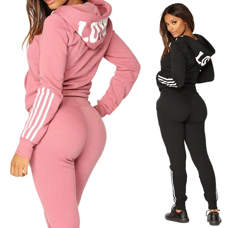 Urban Casual Fashion Sportswear 2-teiliges Set Damen Sexy Jogger Outfit Herbst Neuer Stil Damen Trainingsanzug Reißverschluss Hoodies Sweatpants