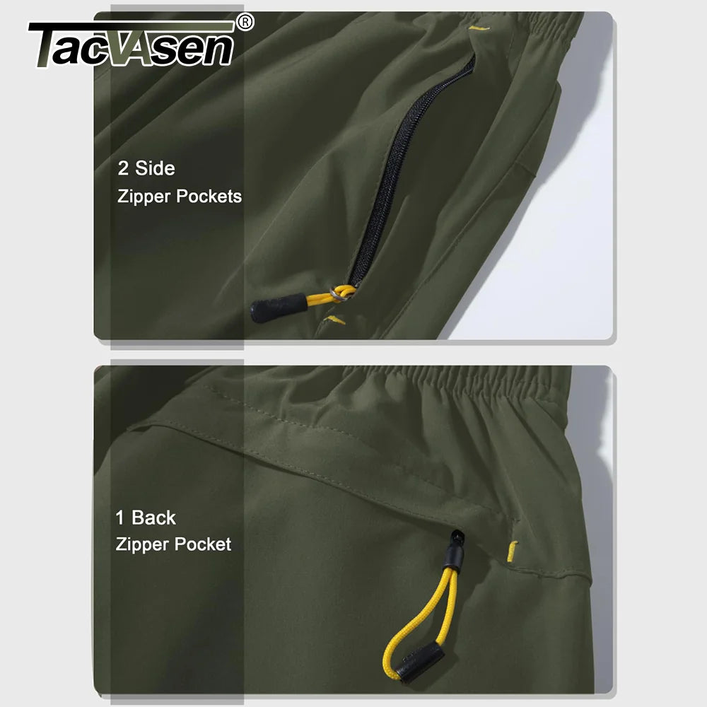 TACVASEN Quick Dry Sportshorts mit Reißverschlusstaschen Herren Sommer Laufshorts Fitnessstudio Training Workout Fitness Wandershorts