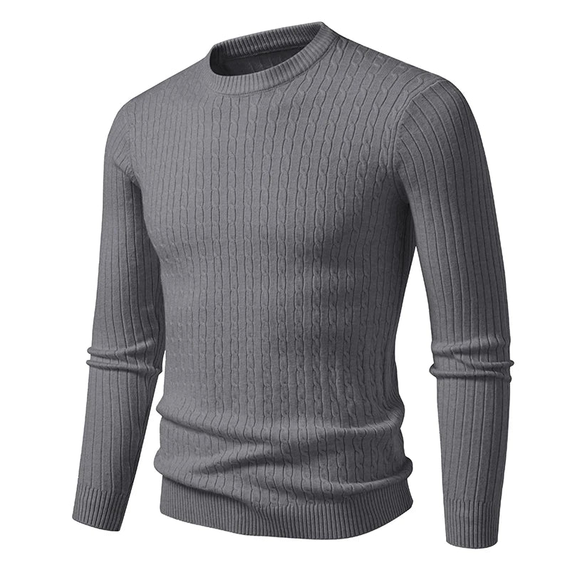 neue Herren Rundhals-Pullover Langarm Leichtgewicht Strickkleid Pullover Casual Oberbekleidung Zopfmuster Pullover