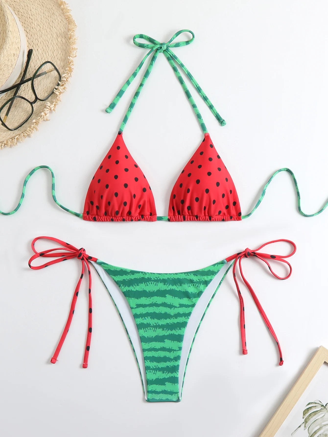 Triangle String Bikinis 2026 Neckholder Badeanzug Damen Wassermelone Sexy Bademode Weibliche Badende Badebekleidung Schwimmanzug Strandmode