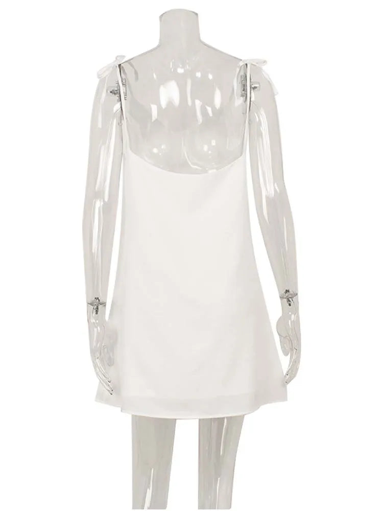 Ahagaga Fashion Damenkleider, einfarbig, Träger, Bandage, normal, lässig, V-Ausschnitt, ärmellos, Sommer-Camisole, locker, süß, weiblich, Vestido