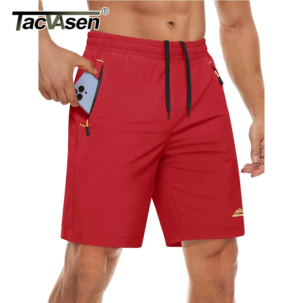 TACVASEN Quick Dry Sportshorts mit Reißverschlusstaschen Herren Sommer Laufshorts Fitnessstudio Training Workout Fitness Wandershorts