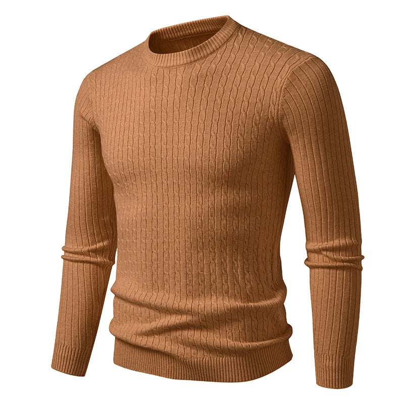 neue Herren Rundhals-Pullover Langarm Leichtgewicht Strickkleid Pullover Casual Oberbekleidung Zopfmuster Pullover