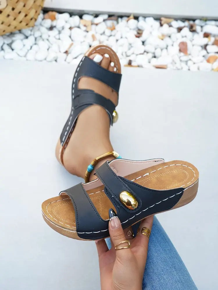 Damen-Sandalen Lässige Sommersandalen mit Absatz Schuhe Damen Plateau-Sandalen Indoor-Outdoor-Hausschuhe Sommer-Absatzschuhe