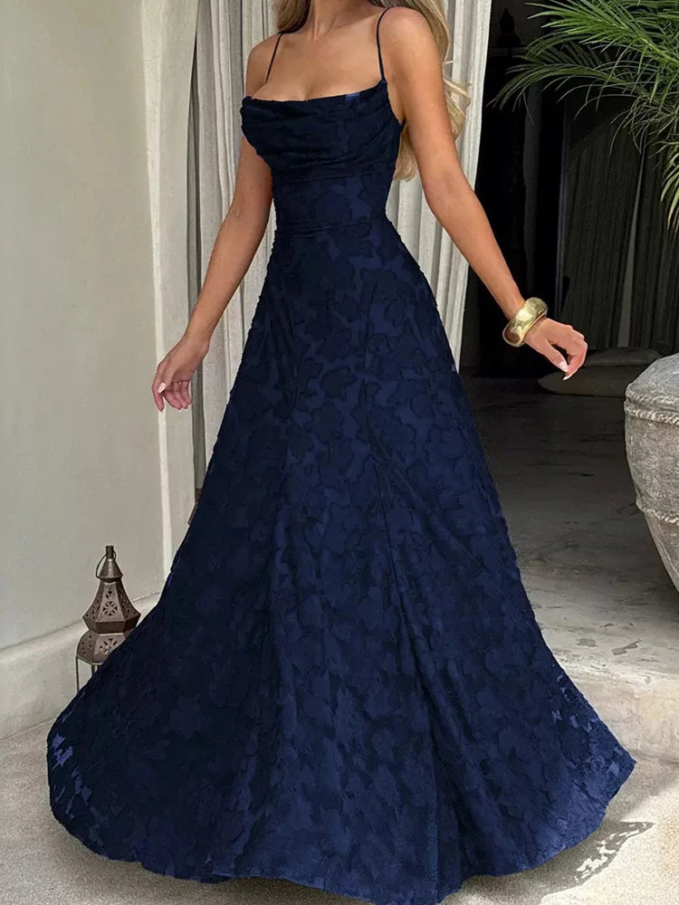 2026 Blumengesticktes Maxikleid für Damen, Sommerparty, Ballkleider, sexy rückenfreie Trägerkleider im französischen Stil, Abendkleid