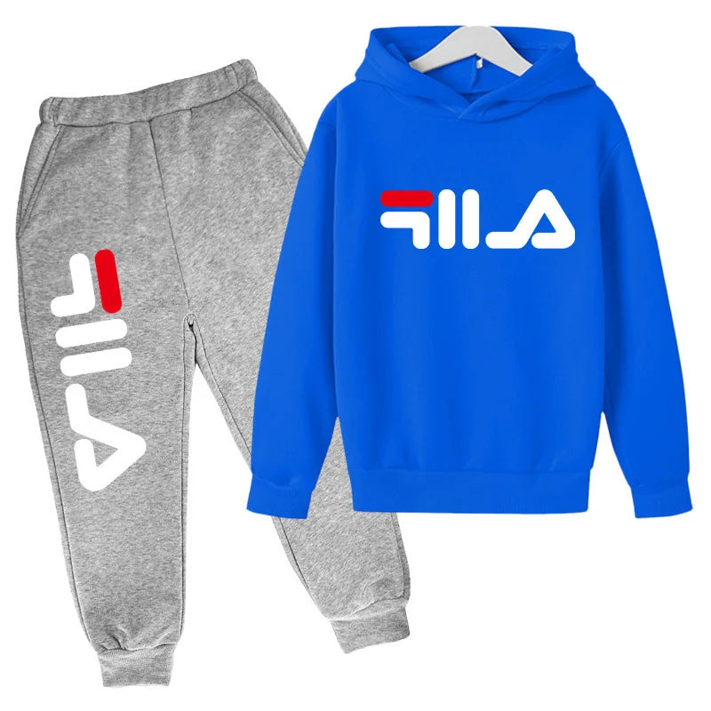 Kids Autumn Spring Trend Letter Print 2pcs Hoodie+Pants Tracksuits 2-13 Years Boys Girls Casual Outfits Children Clothes Sets
