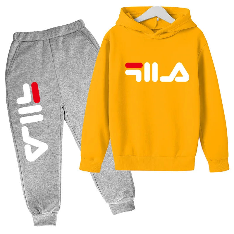 Kids Autumn Spring Trend Letter Print 2pcs Hoodie+Pants Tracksuits 2-13 Years Boys Girls Casual Outfits Children Clothes Sets