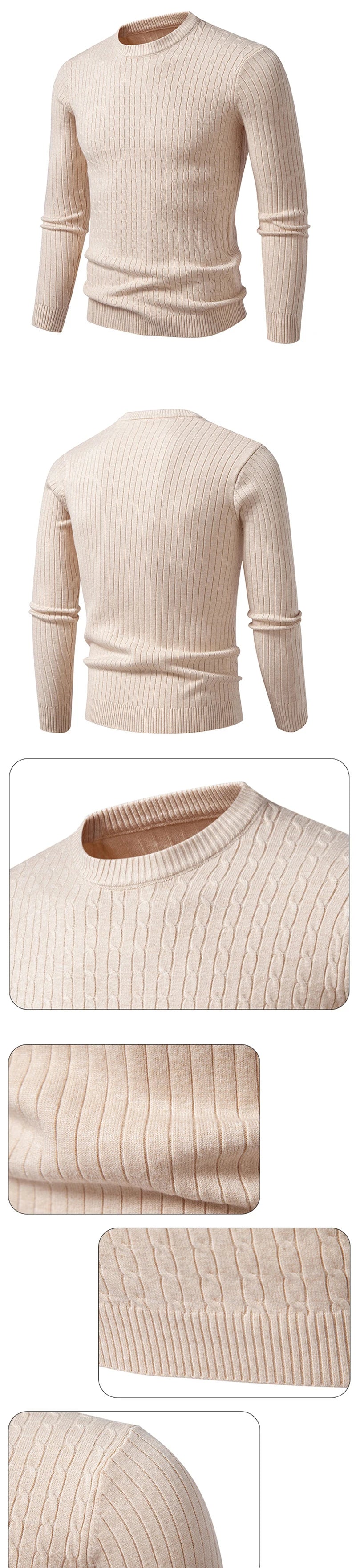 neue Herren Rundhals-Pullover Langarm Leichtgewicht Strickkleid Pullover Casual Oberbekleidung Zopfmuster Pullover