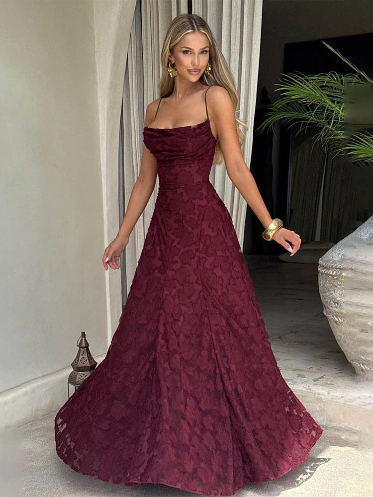 2026 Blumengesticktes Maxikleid für Damen, Sommerparty, Ballkleider, sexy rückenfreie Trägerkleider im französischen Stil, Abendkleid