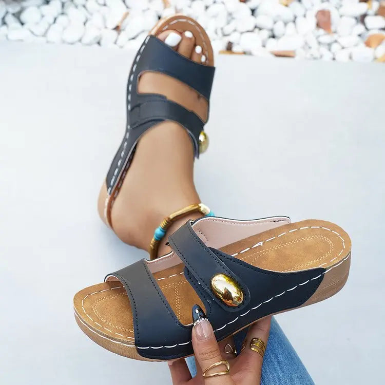 Damen-Sandalen Lässige Sommersandalen mit Absatz Schuhe Damen Plateau-Sandalen Indoor-Outdoor-Hausschuhe Sommer-Absatzschuhe